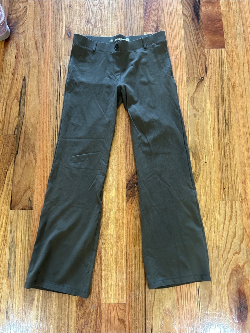Betabrand Olive Green Mid-Rise Straight Pants